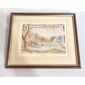 Vtg Norton High Street Art Print Custom Framed 8.75x10.75" Signed UK Landmark
